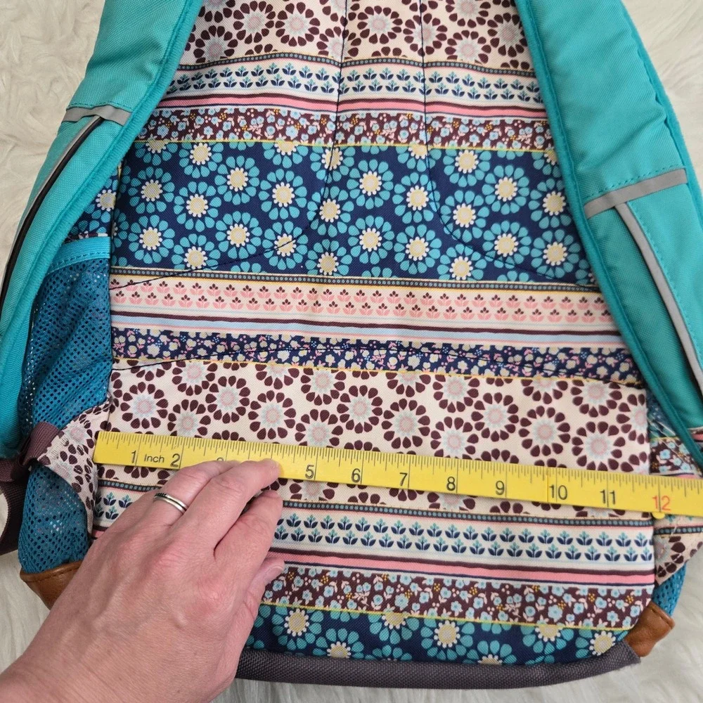 Garnet Hill Kids Floral Boho Backpack Blue Pink Monogram School Bag 17in